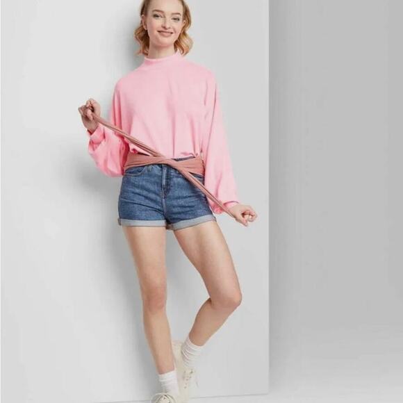 Wild Fable Woman’s Medium Wash High Waisted Cuffed Denim Short- Size 2/ 26R - Picture 2 of 11